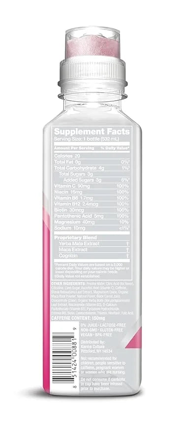 Karma Natural Energy Drink - 12 Pack, Raspberry Peach Caffeinated Water - Clean Focus & Energy Boost - Product Image