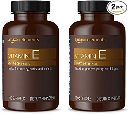 Amazon Elements Vitamin E, 400 IU, 100 Softgels, 100 Days of Supply (Packaging May Vary) (Pack of 2) - Product Image