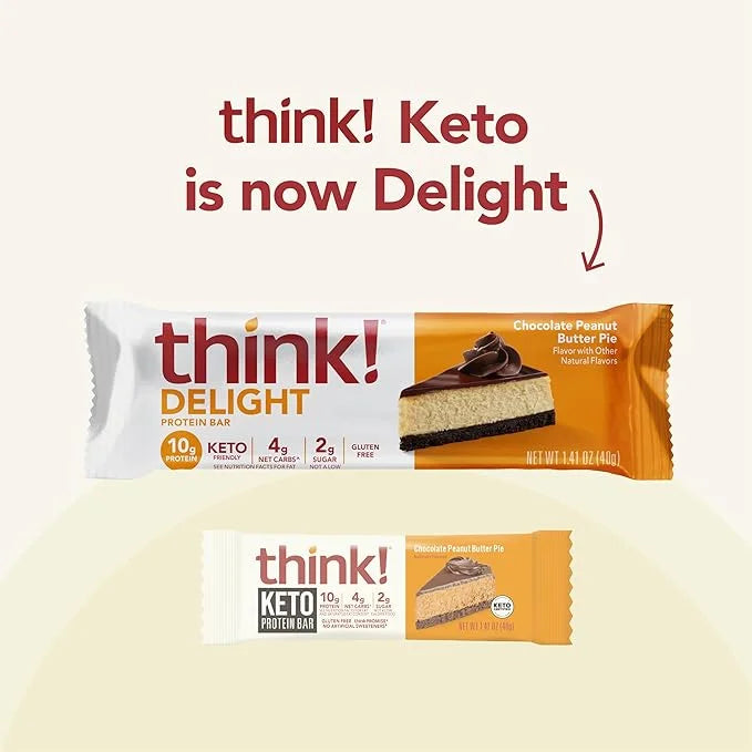 think! Keto Protein Bars, Healthy Low Carb, Low Sugar, Gluten Free Snack with No Artificial Sweeteners, 4G Net Carbs & 10G...