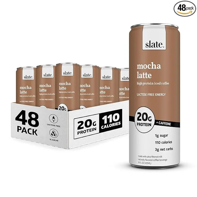 Slate Milk - High Protein Shake, Mocha Latte, 20g Protein, 0g Added Sugar, 175mg Caffeine, Lactose Free, Keto, All Natural...