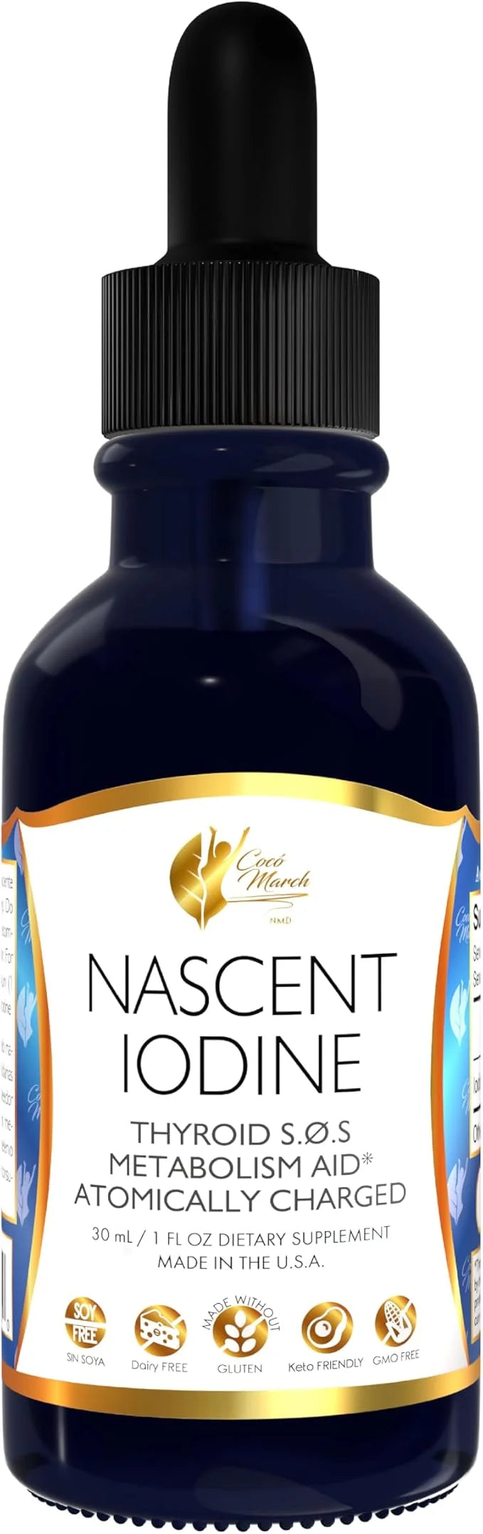 Coco March Nascent Iodine-Magnetized Iodine High Concentration, Thyroid & Metabolism Support, Gluten Free, Keto Friendly, ...