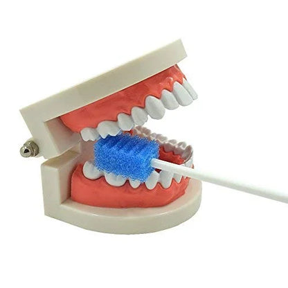 Oral Care Swabs Disposable- Blue 100 Counts - Product Image
