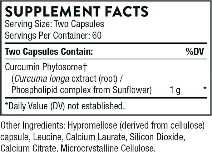 THORNE Curcumin Phytosome 1000 mg (Meriva) 120 Capsules 60 Servings