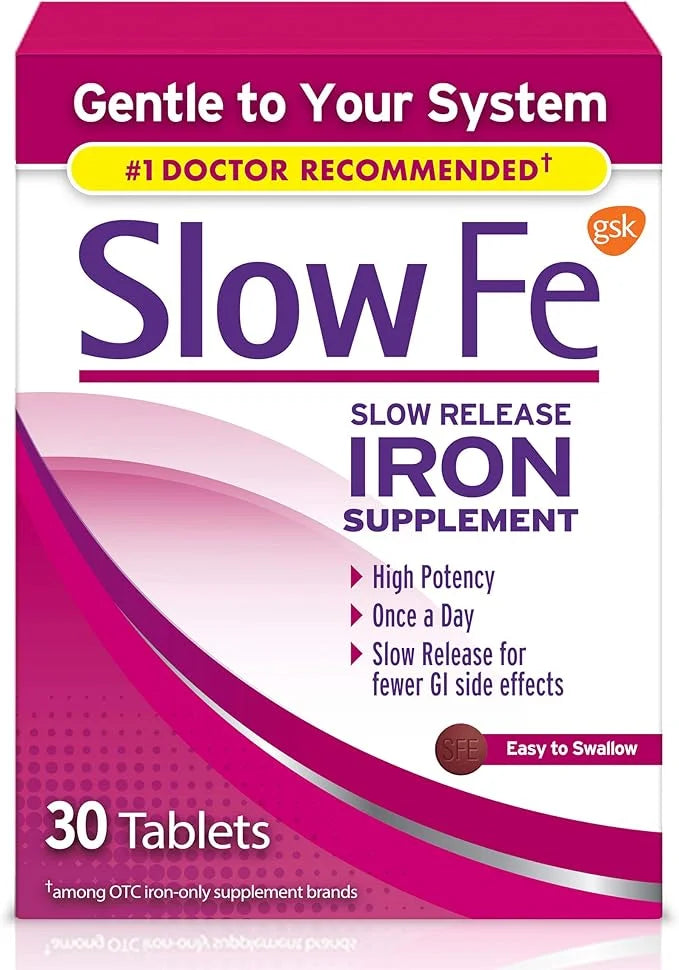 Slow Fe 45mg Iron Supplement for Iron Deficiency, Slow Release, High Potency, Easy to Swallow Tablets - 30 Count - Product...
