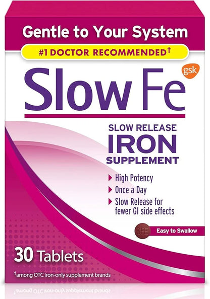 Slow Fe 45mg Iron Supplement for Iron Deficiency, Slow Release, High Potency, Easy to Swallow Tablets - 30 Count - Product...