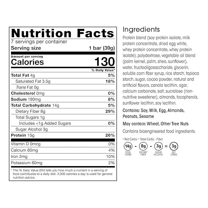 WonderSlim Protein & Fiber Bar, Fluffy S'more Crisp, Gluten Free, Keto Friendly & Low Carb (7ct) - Product Image