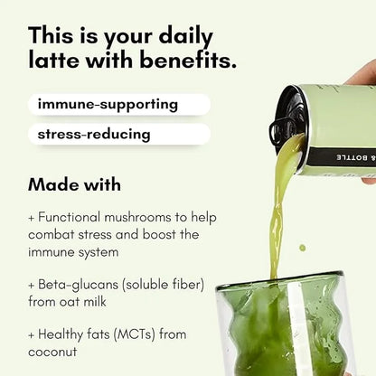 Pop & Bottle, Classic and Matcha Oat Milk Lattes - Reishi and Maitake Mushrooms, Green Tea, Cold Brew, Coffee Berry, MCT O...