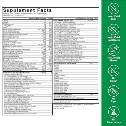 Force Factor Smarter Greens Daily Wellness Powder, Greens Superfood Powder to Support Gut Health, Bloating, & Digestion, w...