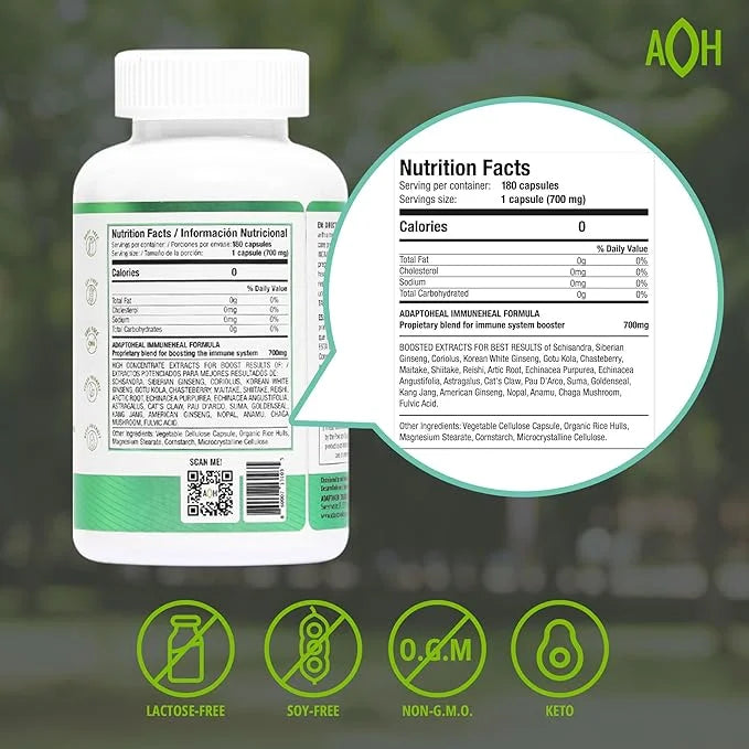 Immuneheal – Adaptogen, Immune System Booster Supplement with Schisandra Chinensis, Ginseng and Mushroom Extract (180 Caps...