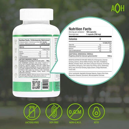 Immuneheal – Adaptogen, Immune System Booster Supplement with Schisandra Chinensis, Ginseng and Mushroom Extract (180 Caps...