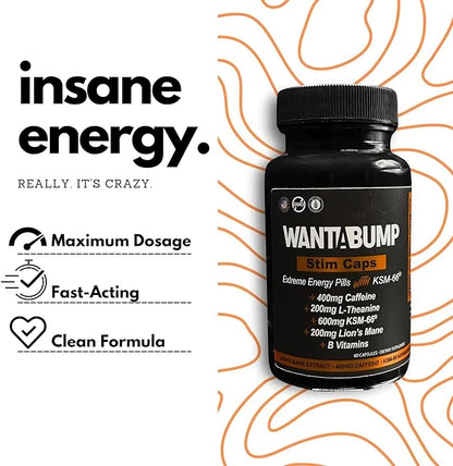 Extreme Energy Pills 400mg Caffeine 600mg Ashwagandha 200mg Lions