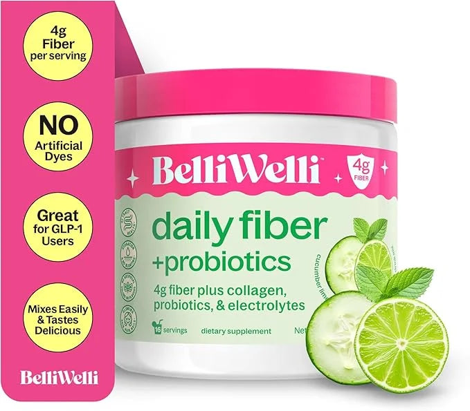Daily Fiber Supplement with Added Collagen, Probiotics and Electrolytes | Supports Digestive Health and Regularity | Cucum...