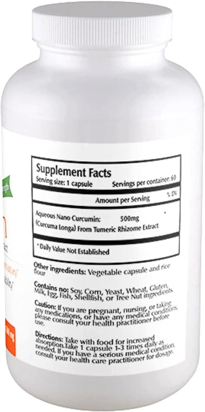 Nano Curcumin 500 mg, Turmeric Curcumin 60 Veggie