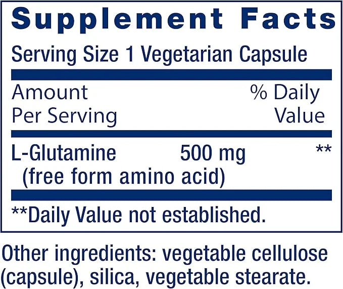 Life Extension L-Glutamine 500mg and Magnesium 500mg Capsules 200 Vegetarian