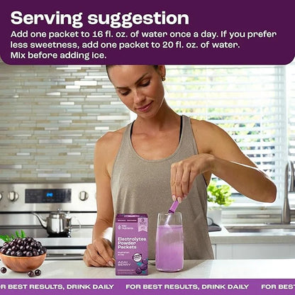 KEY NUTRIENTS Multivitamin Electrolytes Powder Packets - Delicious Acai Berry 40 Pack Hydration Packets - Travel Hydration...
