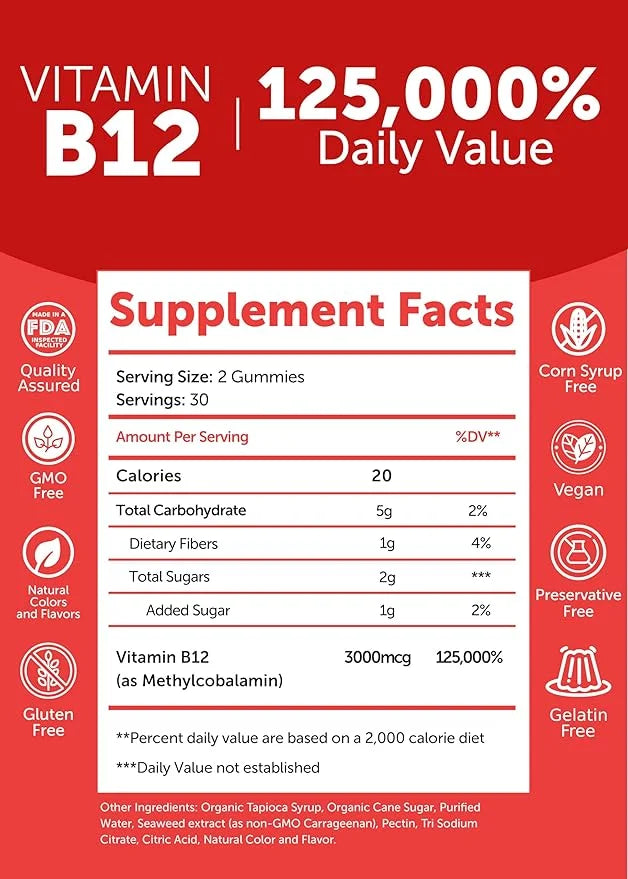 Lunakai Vitamin B12 and Women's Multivitamin 3000mcg Methylcobalamin 100% Daily 16 Essential 30 Days