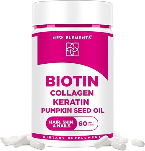 Biotin Supplement 10000mcg with Collagen Peptides Keratin and Pumpkin Seed Oil for Hair Skin and Nails | Hair Growth Suppl...