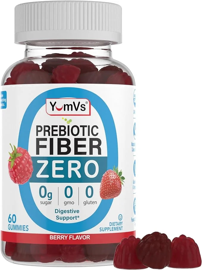 YUM-V'S Prebiotic Fiber Zero Gummies, Keto Friendly Sugar Free Supplement, 4 g Fiber for Digestive Support, Natural Berry ...