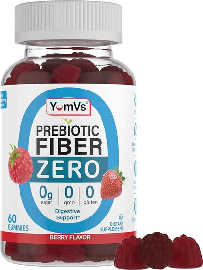 YUM-V'S Prebiotic Fiber Zero Gummies, Keto Friendly Sugar Free Supplement, 4 g Fiber for Digestive Support, Natural Berry ...