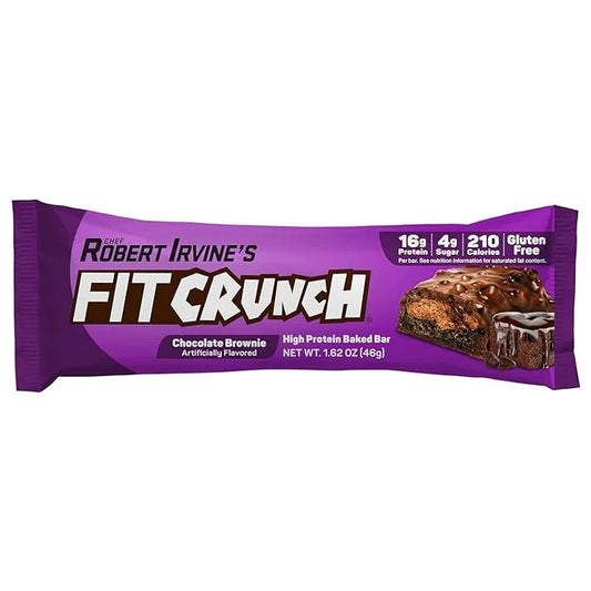 FITCRUNCH Snack Size Protein Bars, 6-Layer Baked Bar, 4g of Sugar, Gluten Free & Soft Cake Core (18 Bars, Chocolate Browni...