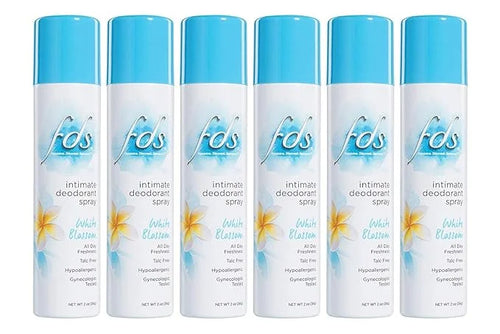 FDS Hypoallergenic Intimate Deodorant Spray, White 2 Ounce (6-Pack)