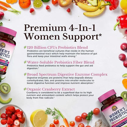 VITALITOWN Women's Probiotics 120 Billion CFUs 1 Daily, 30 Strains, 60 Delayed