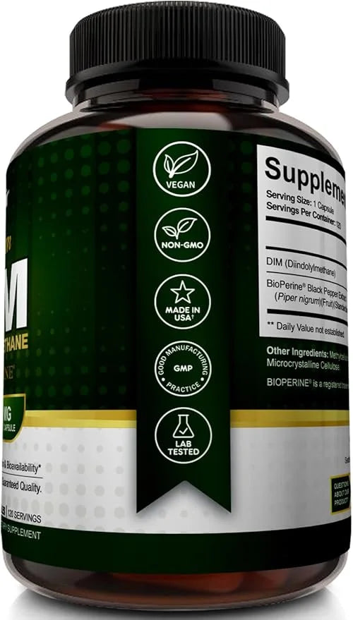 NutriFlair DIM Supplement 400mg with Bioperine, 120 Capsules - Diindolylmethane - Estrogen Metabolism Support & Hormone Ba...