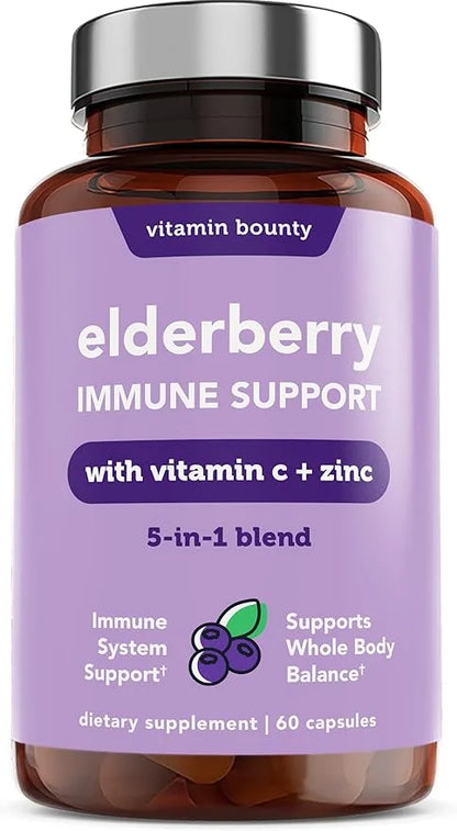 Vitamin Bounty Elderberry Immune Support 5-in-1 Blend, 60 Capsules, 2 Pack