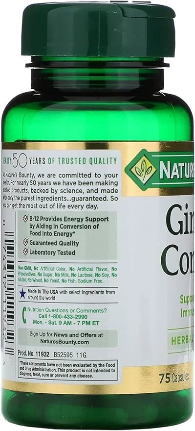 Nature's Bounty Ginseng Complex Plus Royal 75 ea 6)