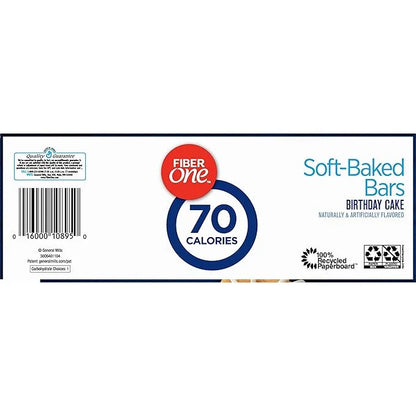 Fiber One 70 Calorie Soft-Baked Bars, Birthday Cake, Snack Bars, 12 ct (Pack of 2) - Product Image