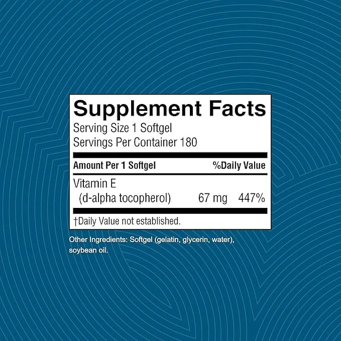 Nature's Sunshine Vitamin E 100 IU, 180 Softgels