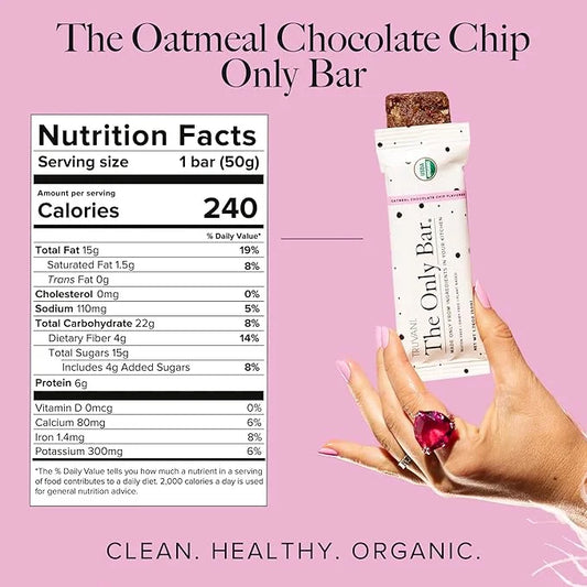Truvani Plant Based Snack Bars | Oatmeal Chocolate Chip 1 Pack | 6g Protein | USDA Organic and Vegan | The Only Bar | Dair...