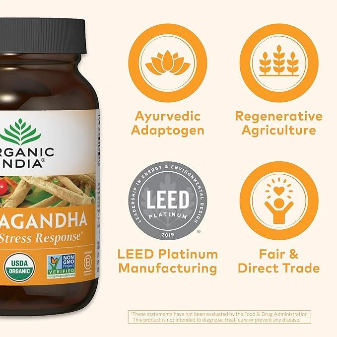 ORGANIC INDIA Ashwagandha Capsules 90 Capsules