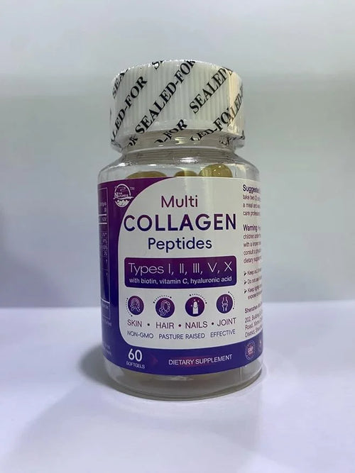 Multi Collagen Peptides Softgel - Type I, II, III, V, X - Hydrolyzed Collagen Peptides with Biotin, Vitamin C, Hyaluronic ...