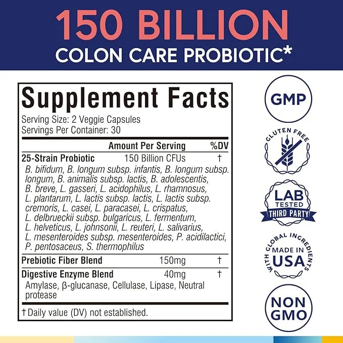 Terranics Daily Probiotics for Men & 150 Billion 25 Strains 60 Veggie