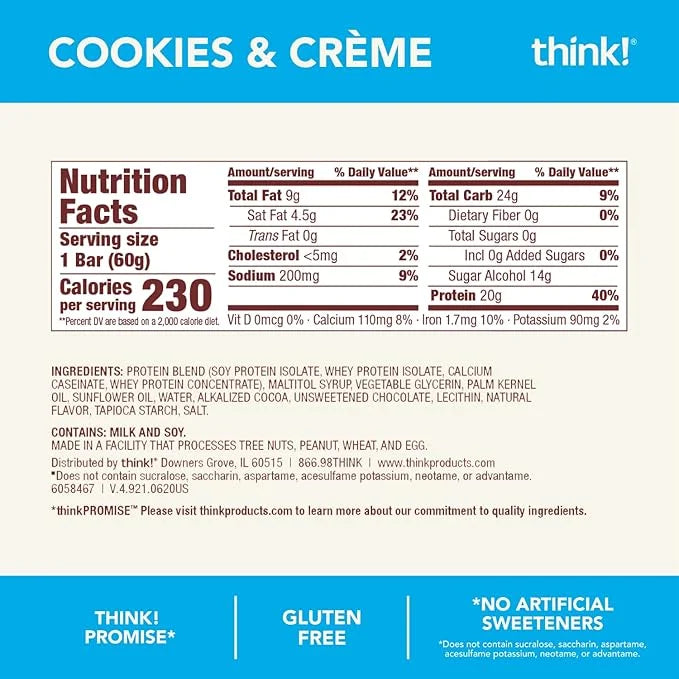 think! Protein Bars, High Protein Snacks, Gluten Free, Kosher Friendly,Variety Pack, Nutrition Bars, 2.1 Oz per Bar, 12 Co...