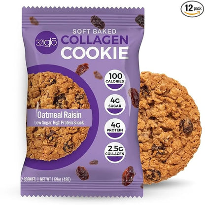 321glo Collagen Protein Cookies, Soft-Baked Cookies, Low Carb and Keto Friendly Treats for Women, Men, and Kids, 12-PACK (...