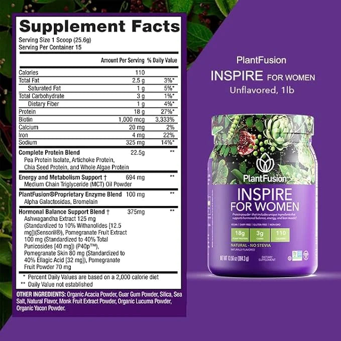 PlantFusion Inspire Plant Protein Powder for Women - Low Carb Protein Powder for Lean Muscle Support - Keto, Gluten Free, ...