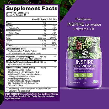 PlantFusion Inspire Plant Protein Powder for Women - Low Carb Protein Powder for Lean Muscle Support - Keto, Gluten Free, ...