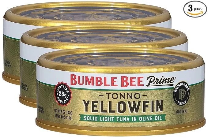 Bumble Bee Prime Tonno Tuna In Olive Oil, 5 oz Can (Pack of 3) - Premium Wild Caught Yellowfin Ahi Tuna - 28g Protein Per ...