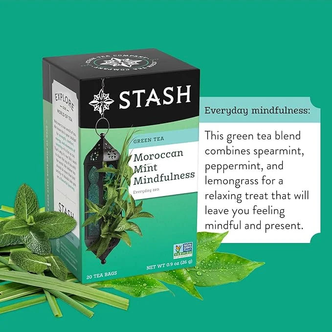 Stash Tea Moroccan Mint Green Tea - Caffeinated, Non-GMO Project Verified Premium Tea with No Artificial Ingredients, 20 C...