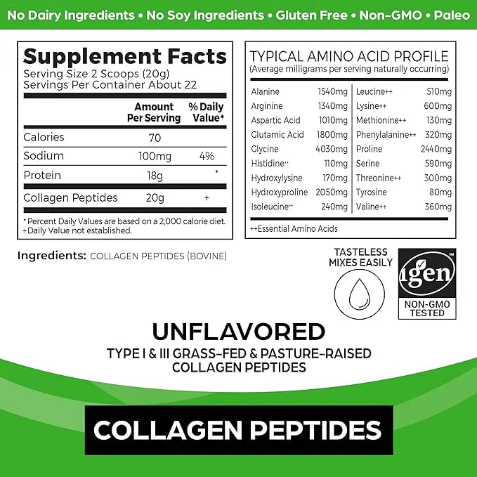 Orgain Hydrolyzed Collagen Powder + 50 20g Grass 20g Grass