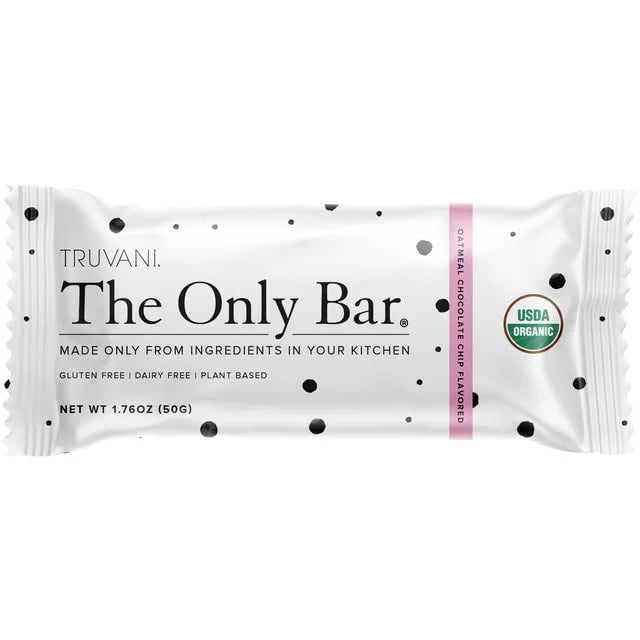 Truvani Plant Based Snack Bars | Oatmeal Chocolate Chip 1 Pack | 6g Protein | USDA Organic and Vegan | The Only Bar | Dair...