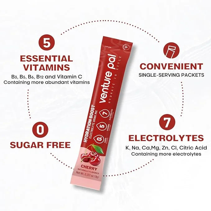 Venture Pal Sugar Free Electrolyte Powder Packets - Liquid Daily IV Drink Mix for Rapid Hydration & Party Recovery | 5 Vit...