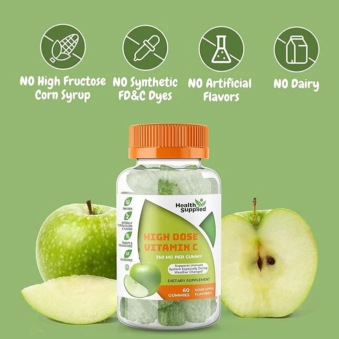 Sour Apple Flavored Vitamin C Gummies 1050 mg (2 Pack)
