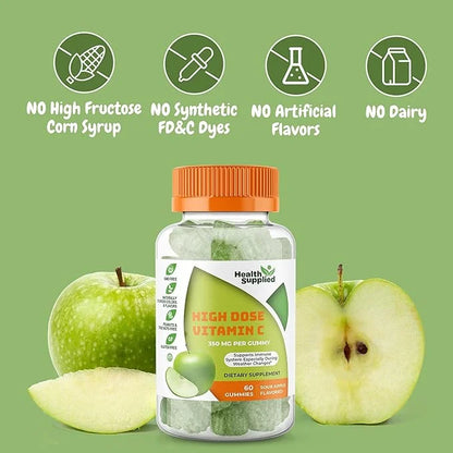 Sour Apple Flavored Vitamin C Gummies 1050 mg (2 Pack)