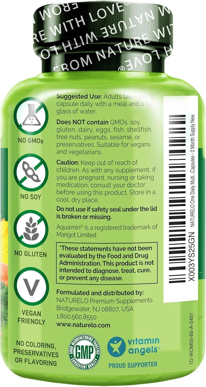 NATURELO One Daily Multivitamin for Women 50+ (Iron 50 - 60 Capsules 2 Month
