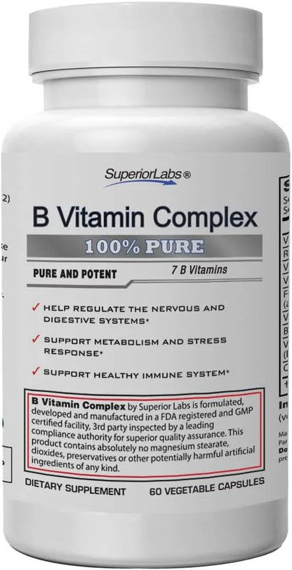 Superior Labs B Vitamin Complex 100% NonGMO 60 Vegetable