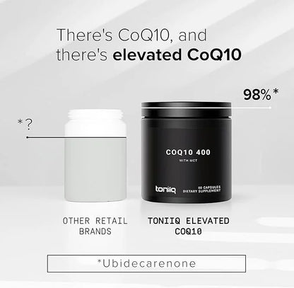 Ultra High Purity CoQ10 400mg 98% Purified CoQ10 Supplement Q10 -Bioavailable -60 Veggie