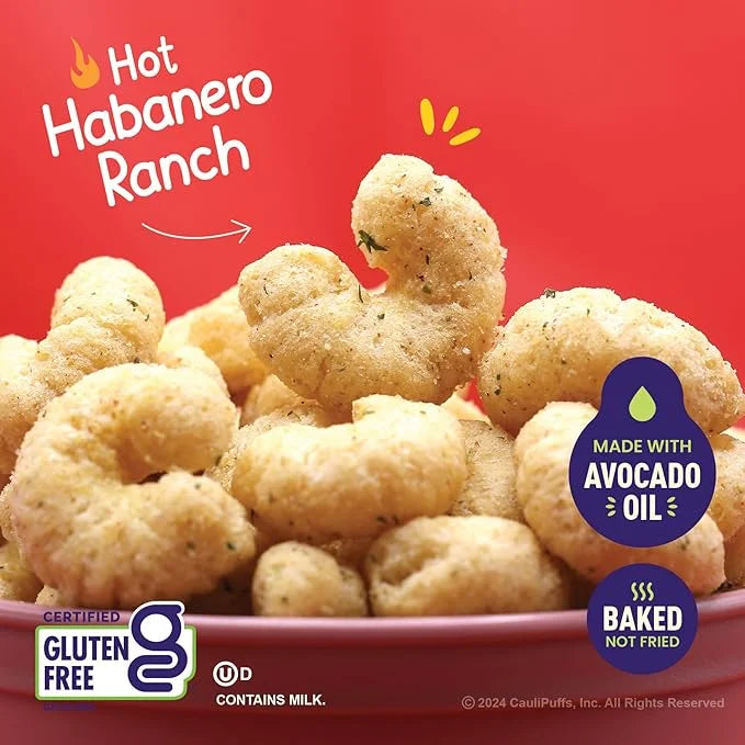 CauliPuffs Classic Variety Pack (Non-Vegan Box of 15, 0.75oz bags) - 5 bags each Honey BBQ, White Cheddar, Habanero Ranch ...